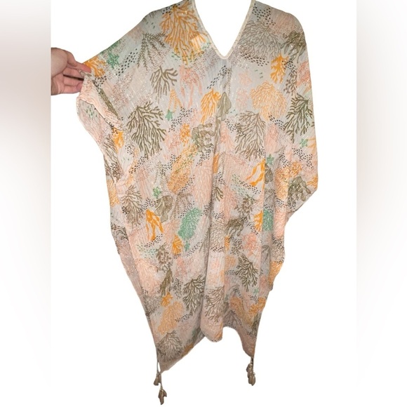 {EUC Pool to Party by Subtle Luxury Coverup Kaftan in Golden Afternoon Teal OS} - Picture 5 of 8